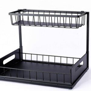 Black Metal Under Sink Organizer Cabinet Organization Tray Tidy Tray NIP NIB New